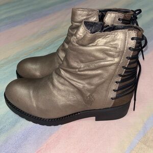 FLY London Womens Bust Grey Lace-Up Ankle Boots Shoes size 39